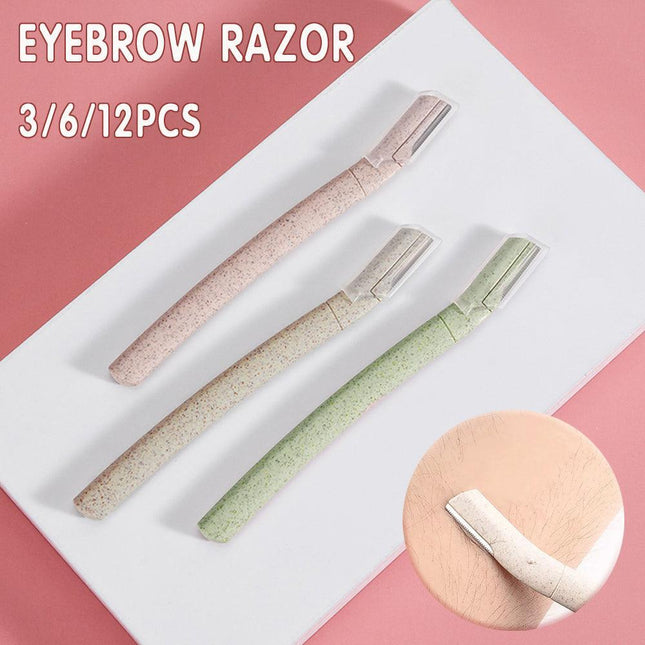 3/6/12X Eyebrow Razor Wheatstraw Women’S Facial Dermaplaning Biodegradable Tools - Aimall