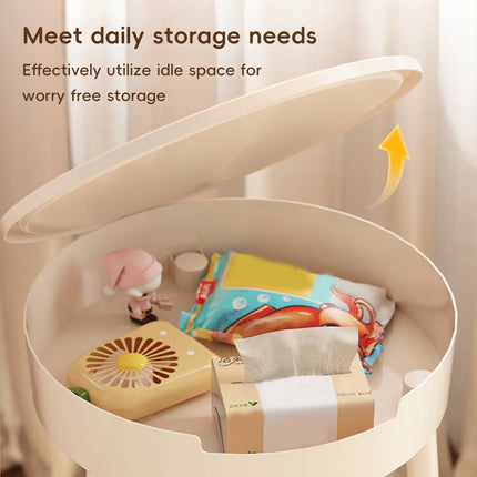 Minimalist Double Layer Small Round Table Build-In Paper Box Space Saving