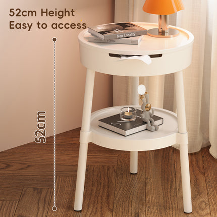 Minimalist Double Layer Small Round Table Build-In Paper Box Space Saving