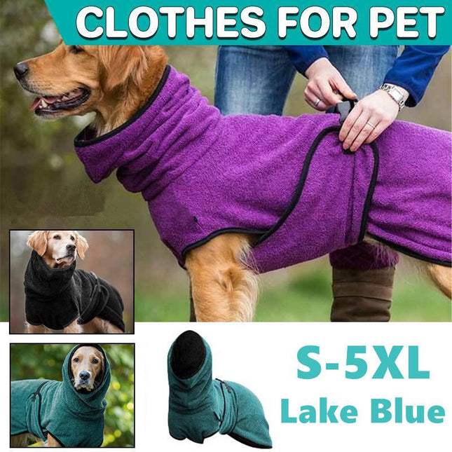 Pet Bathrobe Clothes Dog Towel Drying Robe Soft Warm Super Absorbent Lake Blue - Aimall