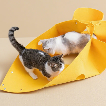 Felt Cat Nest Foldable Deformable Cat Tunnel Semi Enclosed Cat House Pet Bed