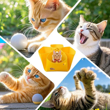 Felt Cat Nest Foldable Deformable Cat Tunnel Semi Enclosed Cat House Pet Bed