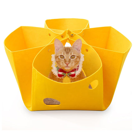 Felt Cat Nest Foldable Deformable Cat Tunnel Semi Enclosed Cat House Pet Bed
