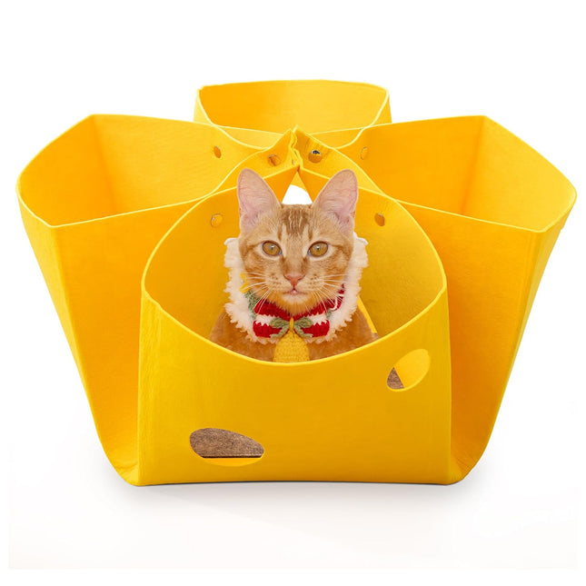 Felt Cat Nest Foldable Deformable Cat Tunnel Semi Enclosed Cat House Pet Bed