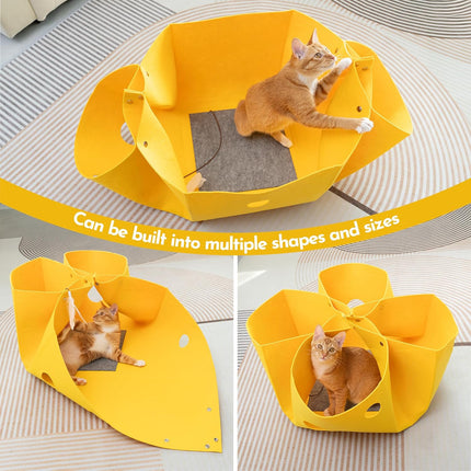 Felt Cat Nest Foldable Deformable Cat Tunnel Semi Enclosed Cat House Pet Bed