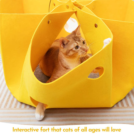 Felt Cat Nest Foldable Deformable Cat Tunnel Semi Enclosed Cat House Pet Bed