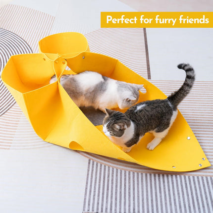 Felt Cat Nest Foldable Deformable Cat Tunnel Semi Enclosed Cat House Pet Bed