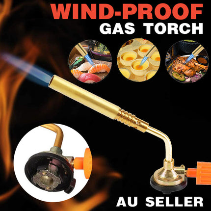 Windproof Butane Gas Torch Adjustable Flame Burner for Kitchen BBQ Welding Camping