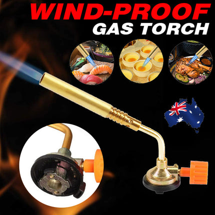 Windproof Butane Gas Torch Adjustable Flame Burner for Kitchen BBQ Welding Camping