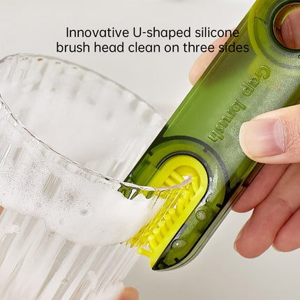 1/2pcs 3-in-1 U Shaped Bottle Thermos Cup Cleaning Brush with Rotating Heads