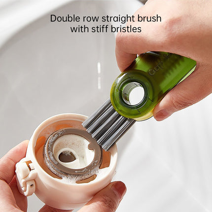 1/2pcs 3-in-1 U Shaped Bottle Thermos Cup Cleaning Brush with Rotating Heads