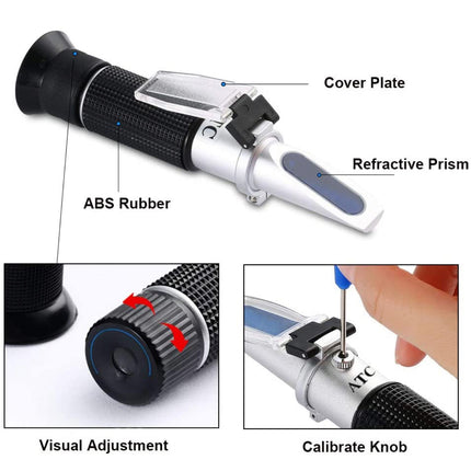 Portable Atc Refractometer 0-32% Brix Tester For Sugar Fruit Alcohol Meter Au