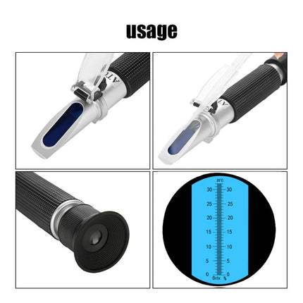 Portable Atc Refractometer 0-32% Brix Tester For Sugar Fruit Alcohol Meter Au