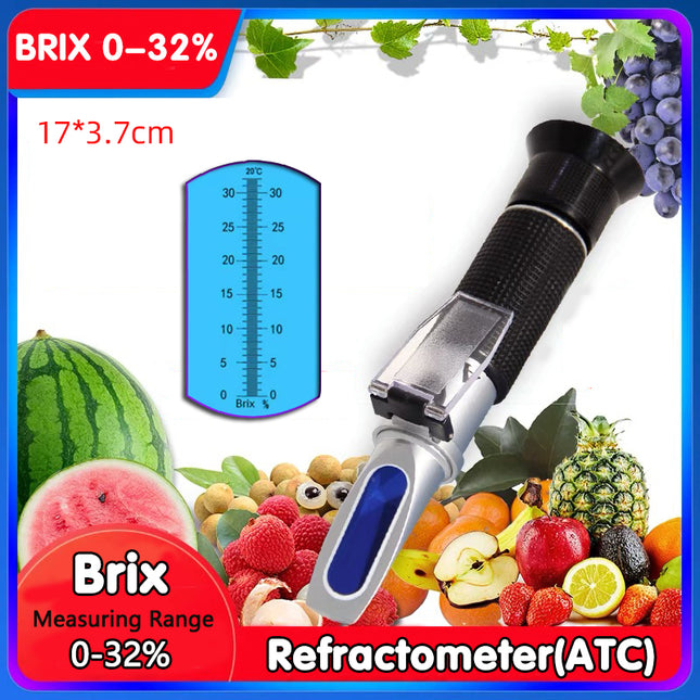 Portable Atc Refractometer 0-32% Brix Tester For Sugar Fruit Alcohol Meter Au