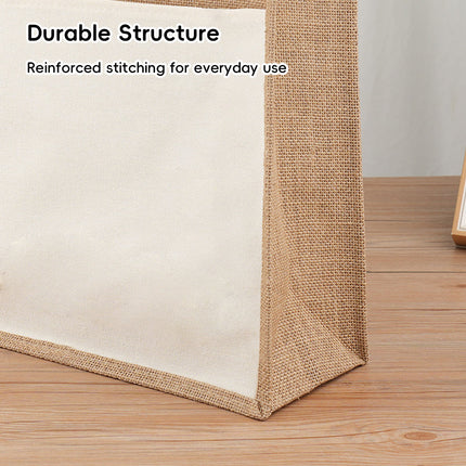 Jute Canvas Tote Bag Button Closure Front Pocket