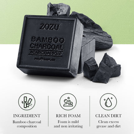5PCS Bamboo Charcoal Soap for Facial Cleansing Body Shower Moisturizing Bathroom