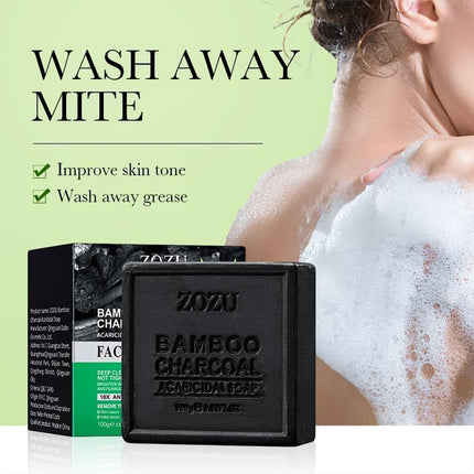 5PCS Bamboo Charcoal Soap for Facial Cleansing Body Shower Moisturizing Bathroom