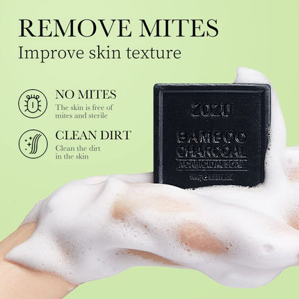 5PCS Bamboo Charcoal Soap for Facial Cleansing Body Shower Moisturizing Bathroom