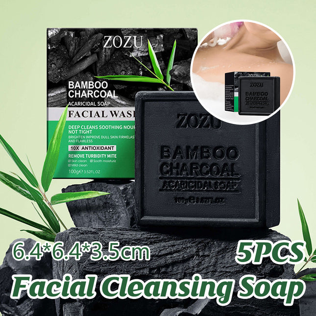5PCS Bamboo Charcoal Soap for Facial Cleansing Body Shower Moisturizing Bathroom