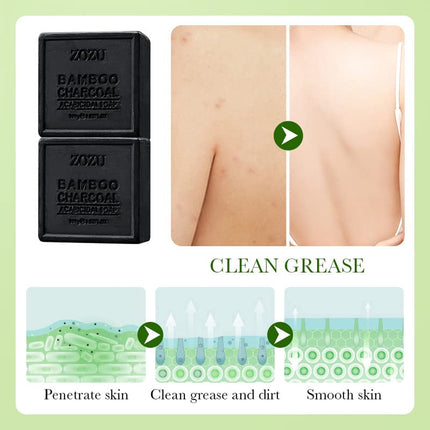 5PCS Bamboo Charcoal Soap for Facial Cleansing Body Shower Moisturizing Bathroom