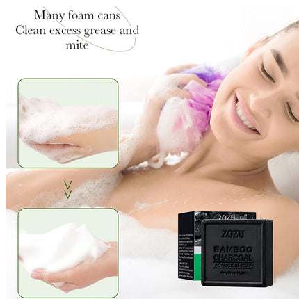 5PCS Bamboo Charcoal Soap for Facial Cleansing Body Shower Moisturizing Bathroom