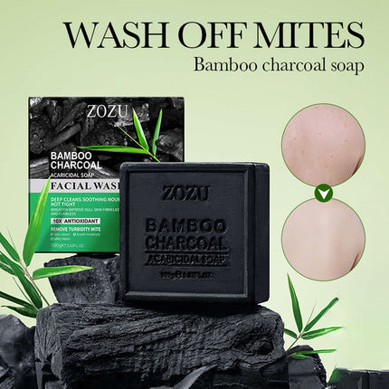 5PCS Bamboo Charcoal Soap for Facial Cleansing Body Shower Moisturizing Bathroom