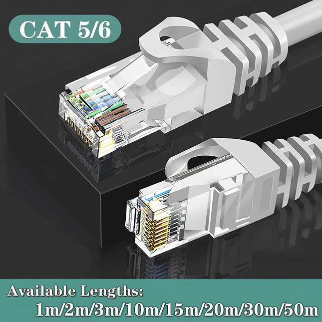 Fast Ethernet Network Cable CAT5/6 1000Mbps Internet RJ45 1 2 3 10 15 20 30 50m - Aimall