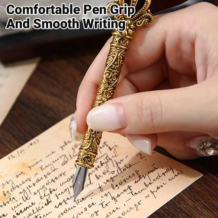 Vintage Calligraphy Quill Pen Set with Ink Wax Seal and Letter Opener  Description