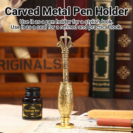 Vintage Calligraphy Quill Pen Set with Ink Wax Seal and Letter Opener  Description