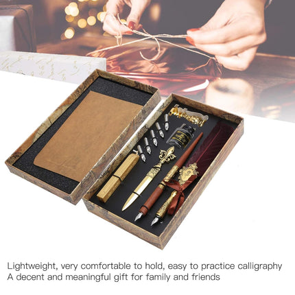 Vintage Calligraphy Quill Pen Set with Ink Wax Seal and Letter Opener  Description
