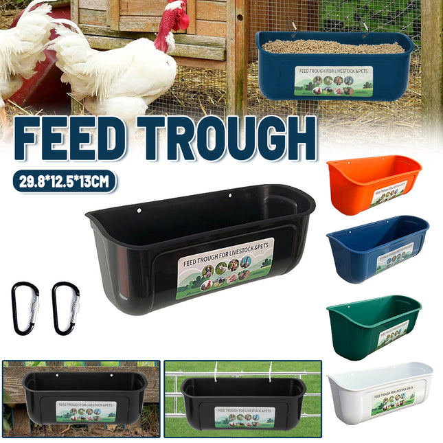 Hanging Trough Chicken Duck Deer Sheep Feeder Poultry Fence Feeding Container