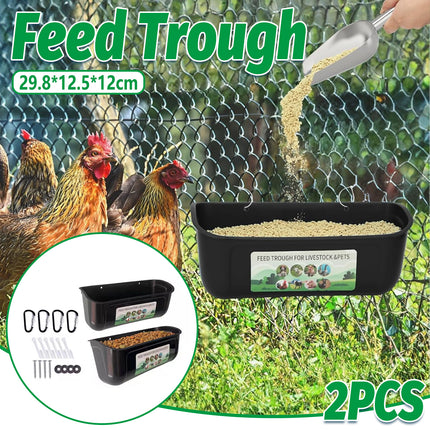 Chicken Feeder Troughs 2PCS Large Capacity Hanging Fence Food Troughs Poultry