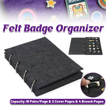 Felt Storage Book Loose-Leaf Folder For Jewelry Pin Brooch Commemorative Use