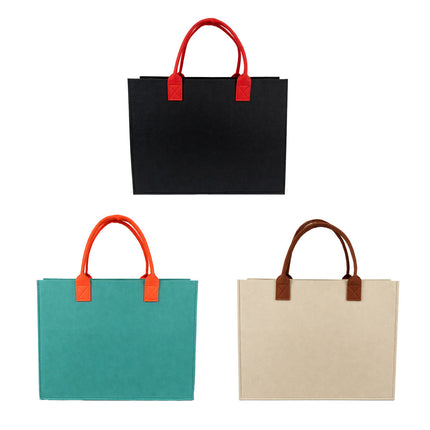 Felt Tote Bags 5 Pack Contrast Handles Three Colours