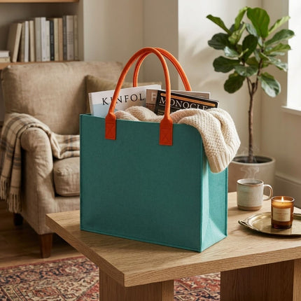 Felt Tote Bags 5 Pack Contrast Handles Three Colours