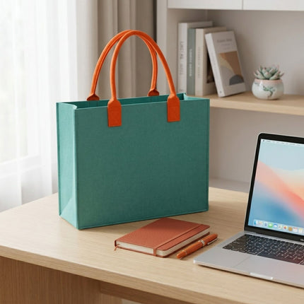Felt Tote Bags 5 Pack Contrast Handles Three Colours