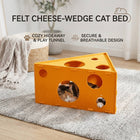 Felt Cheese Wedge Cat Bed Hideaway with Play Holes