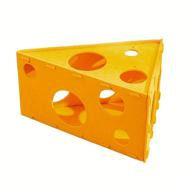 Felt Cheese Wedge Cat Bed Hideaway with Play Holes