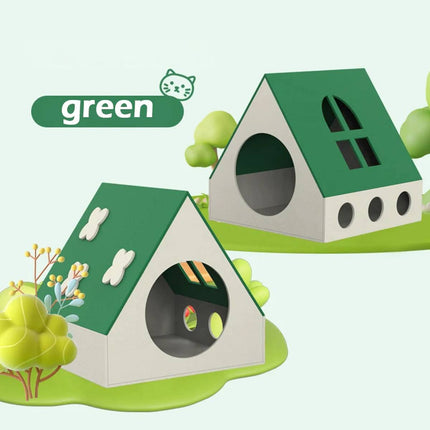 Felt Cat House Villa Indoor Semi Enclosed Kitten Bed Cottage Pink or Green