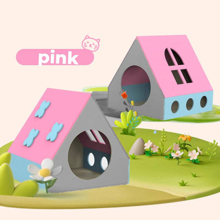 Felt Cat House Villa Indoor Semi Enclosed Kitten Bed Cottage Pink or Green