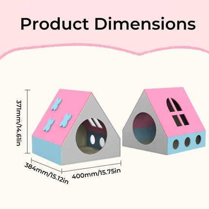 Felt Cat House Villa Indoor Semi Enclosed Kitten Bed Cottage Pink or Green