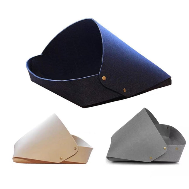 Semi-Enclosed Felt Cat Bed Foldable Removable Cozy Sleeping House for Cats
