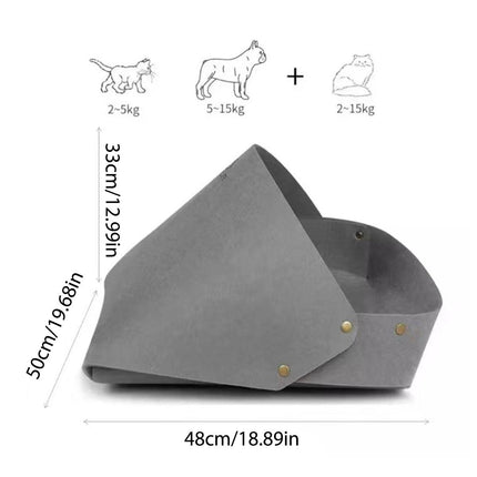 Semi-Enclosed Felt Cat Bed Foldable Removable Cozy Sleeping House for Cats