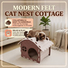 Felt Cat House Cottage Scratch Resistant Semi Enclosed Bed for All Seasons