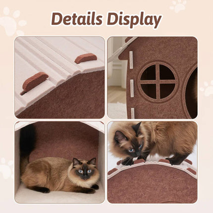 Felt Cat House Cottage Scratch Resistant Semi Enclosed Bed for All Seasons