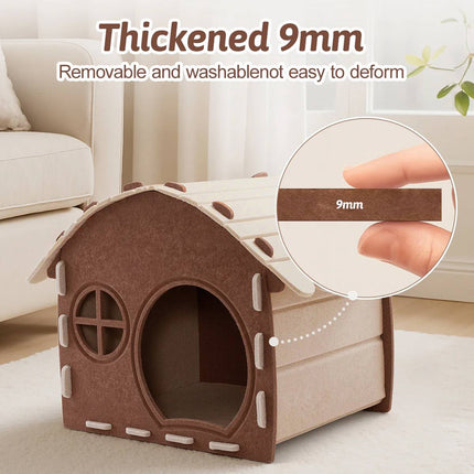 Felt Cat House Cottage Scratch Resistant Semi Enclosed Bed for All Seasons