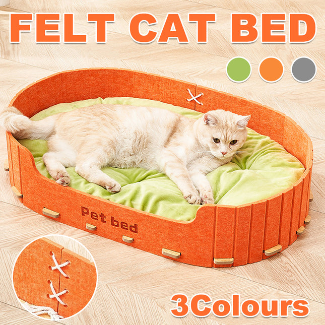 Pet Sleeping Bed Felt Cat Nest Warm Dog Bed Soft Indoor Cushion Removable Design