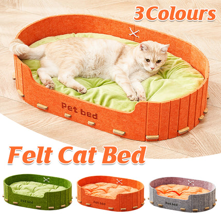 Pet Sleeping Bed Felt Cat Nest Warm Dog Bed Soft Indoor Cushion Removable Design