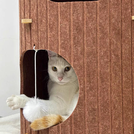 Cat House Nest Double Felt Bucket Tree Hole Enclosed Pet Bed Warm Sleeping Cave