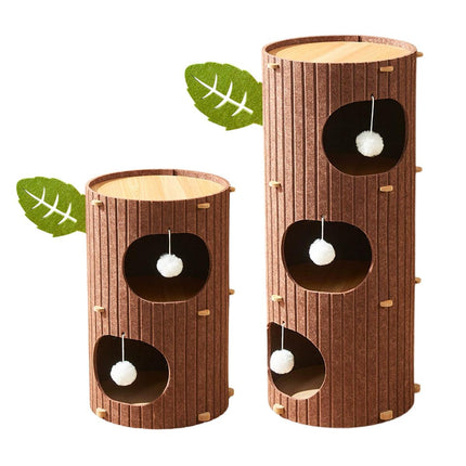 Cat House Nest Double Felt Bucket Tree Hole Enclosed Pet Bed Warm Sleeping Cave
